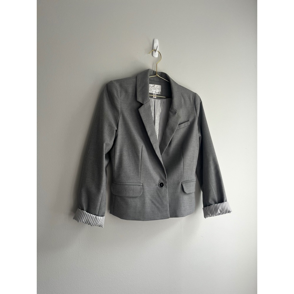Dynamite Womens Gray Single Button Tailored Blazer Pinstripe Lining Size S